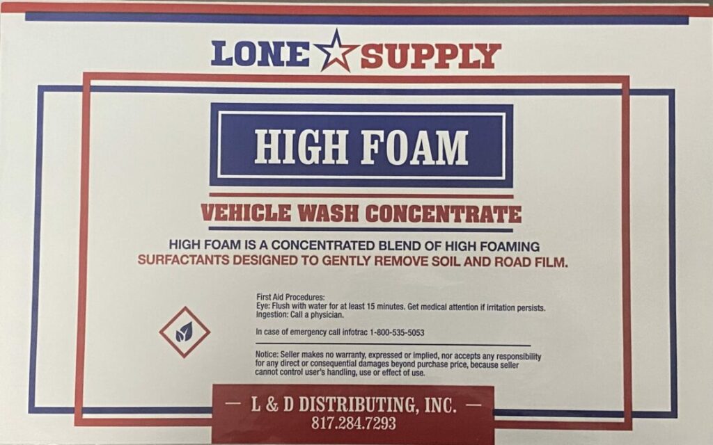 Bottle of Lone Supply High Foam vehicle wash concentrate.