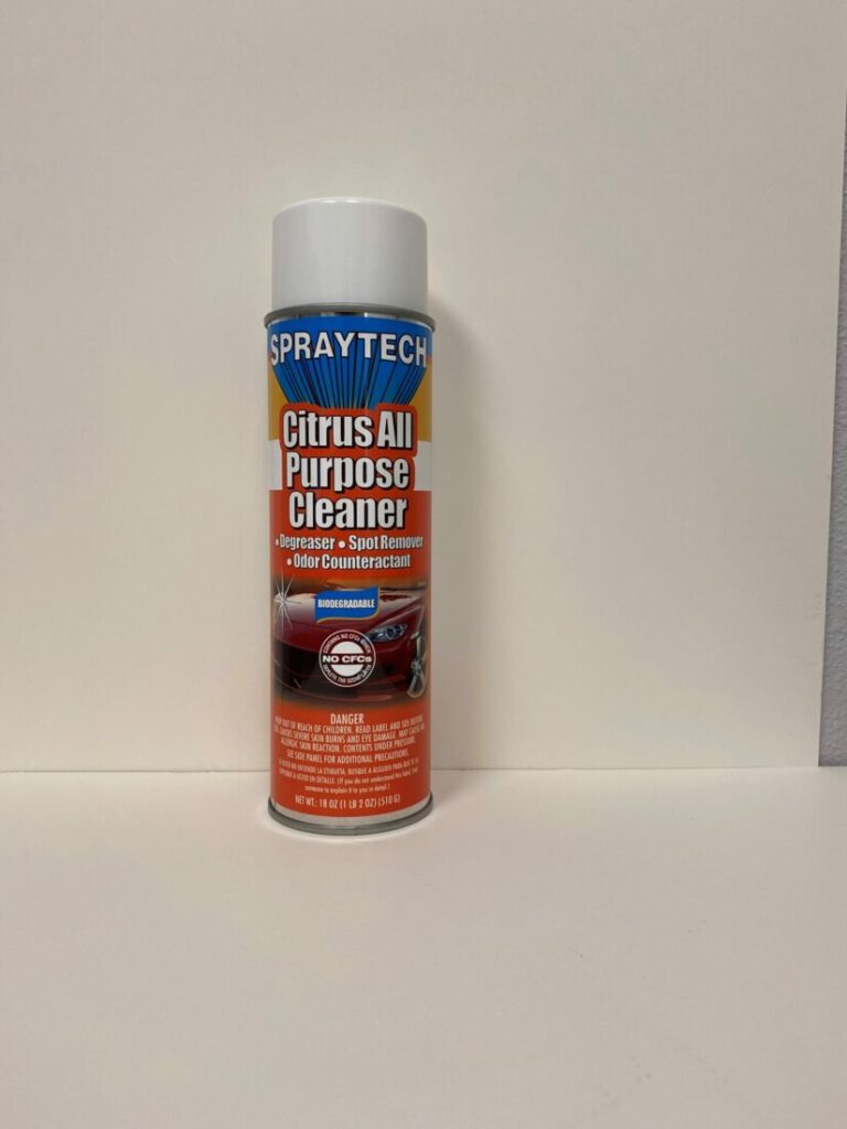 SprayTec Citrus All Purpose Cleaner can on a white background.