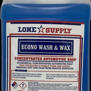 A container of concentrated Econo Wash & Wax automotive soap.