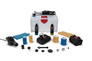 Professional tool kit with various accessories and a carrying case.