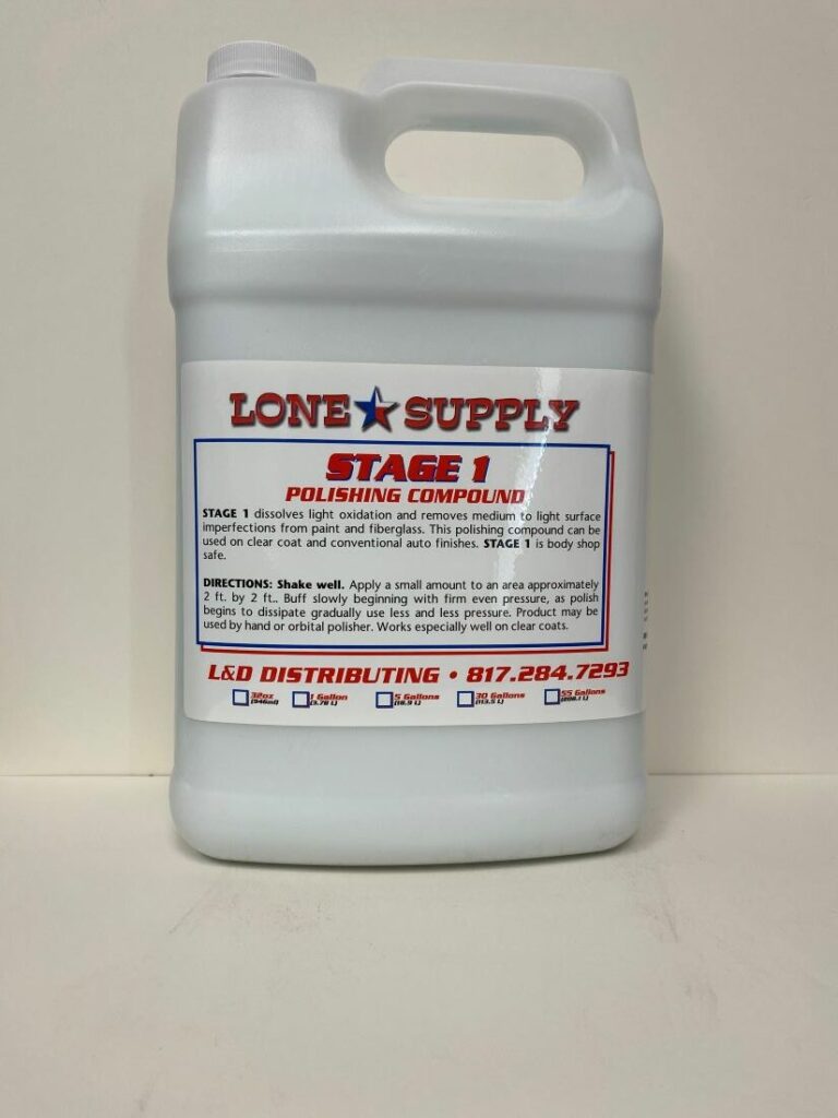 A gallon container of Lone Star Supply Stage 1 weed and pest control.