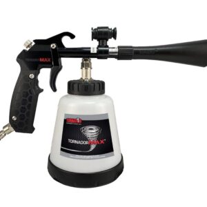 Black foam cannon with a white container and adjustable nozzle.