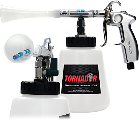 Tornador car cleaning tool with foam and air gun attachments.