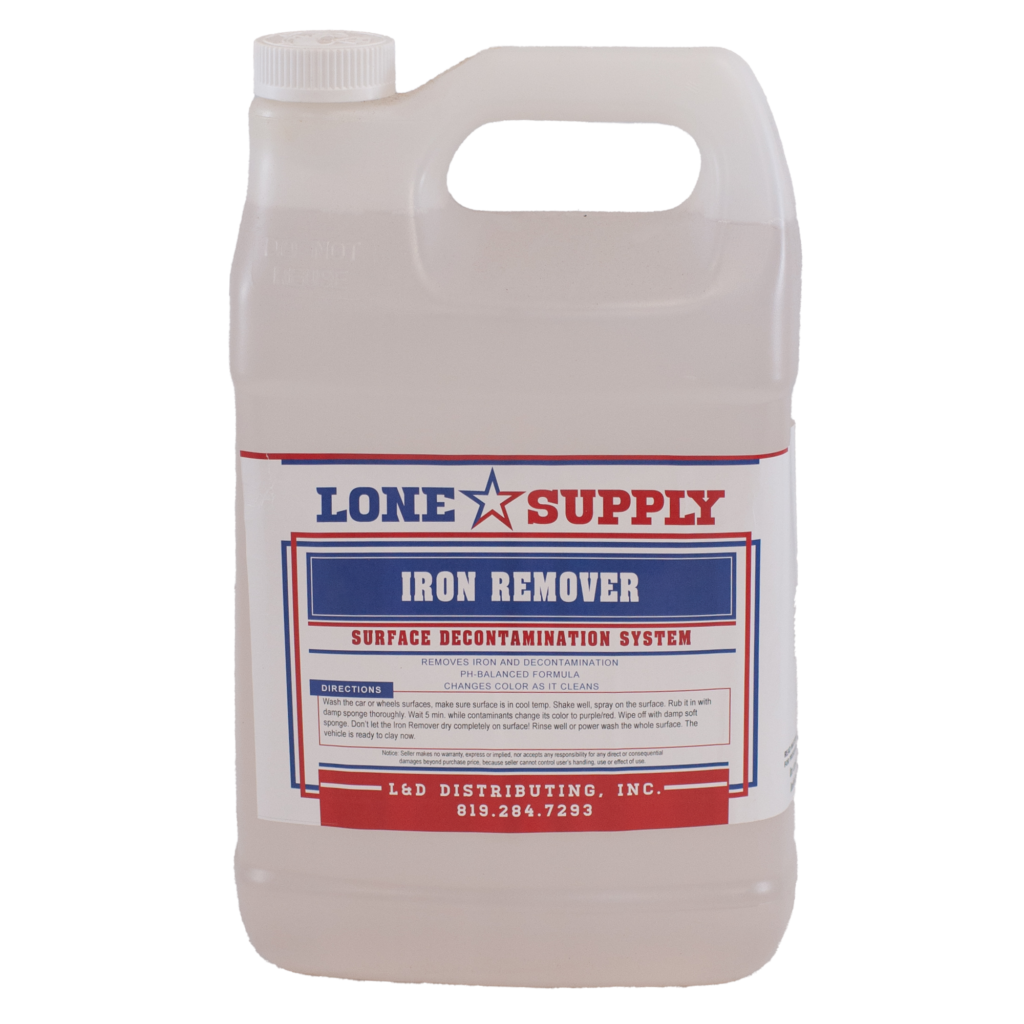A 1-gallon jug of Lone Star Supply Iron Remover.