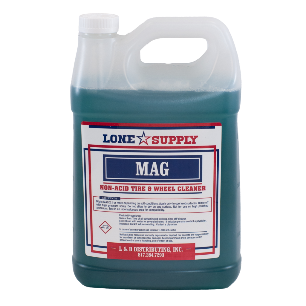 A container of Lone Star Supply MAG chemical liquid.