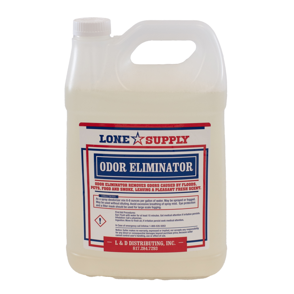 A gallon jug of odor eliminator cleaner from Lone Supply.