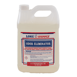A gallon jug of odor eliminator cleaner from Lone Supply.