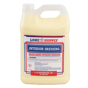 A gallon jug of Lone Supply Interior Dressing for vehicles.