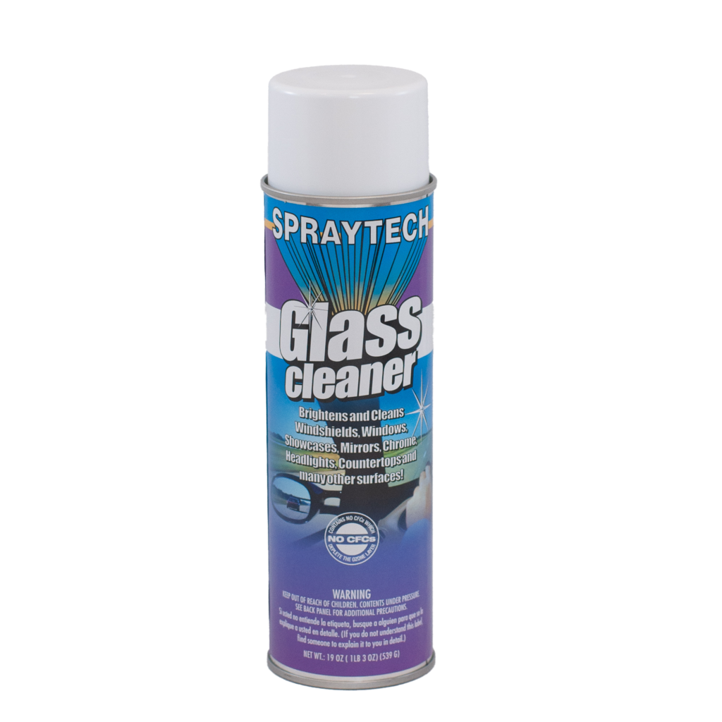 A can of Spraytech glass cleaner for automotive use.