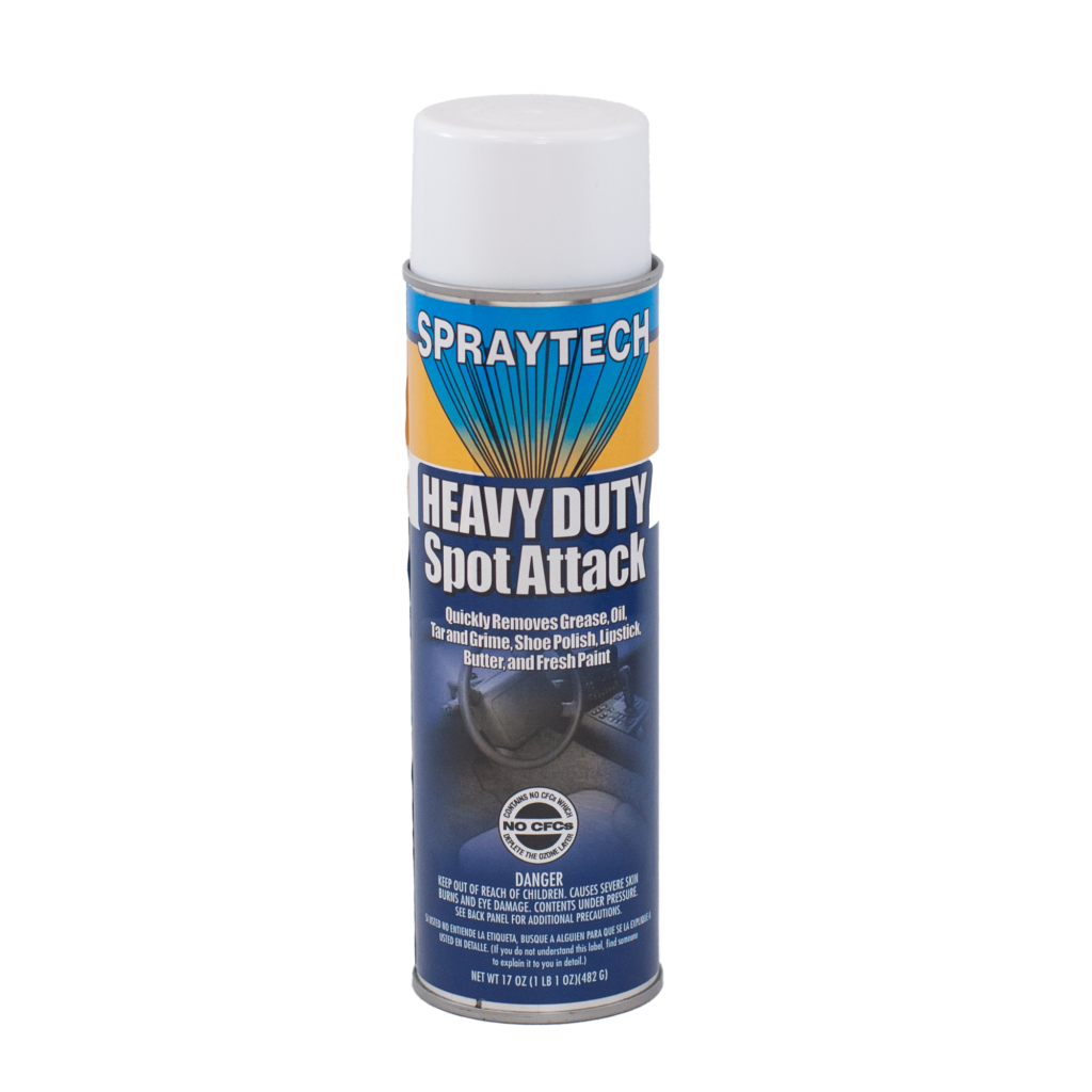 SprayTech Heavy Duty Spot Attack aerosol can for cleaning.