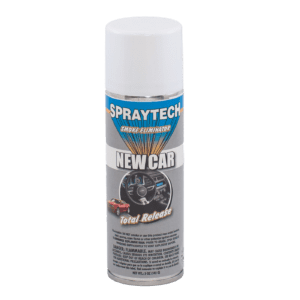 Aerosol spray can of Spraytech New Car scent.