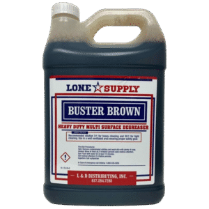 A large container of Buster Brown wood surface brightener.