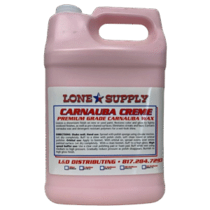 A gallon container of Lonex Supply Carnauba Creme polish.