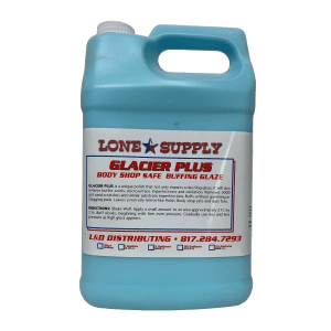 Blue 1-gallon jug of Lonex Supply Glacier Plus water treatment.