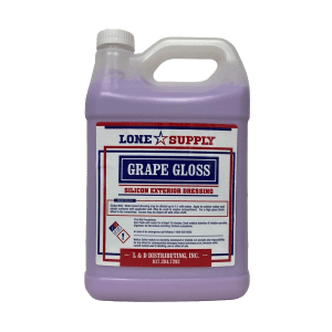 A gallon jug of grape-scented floor finish named Grape Gloss.