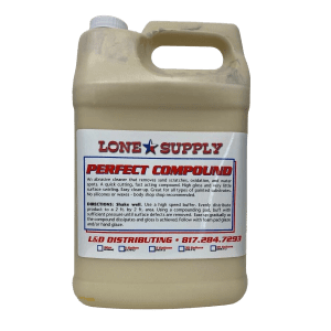 A gallon container of Lone Supply Perfect Compound for car paint restoration.